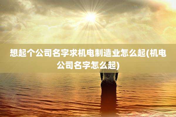 想起个公司名字求机电制造业怎么起(机电公司名字怎么起)