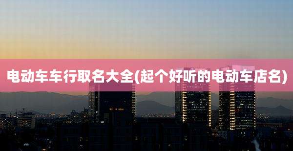 电动车车行取名大全(起个好听的电动车店名)