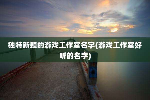 独特新颖的游戏工作室名字(游戏工作室好听的名字)
