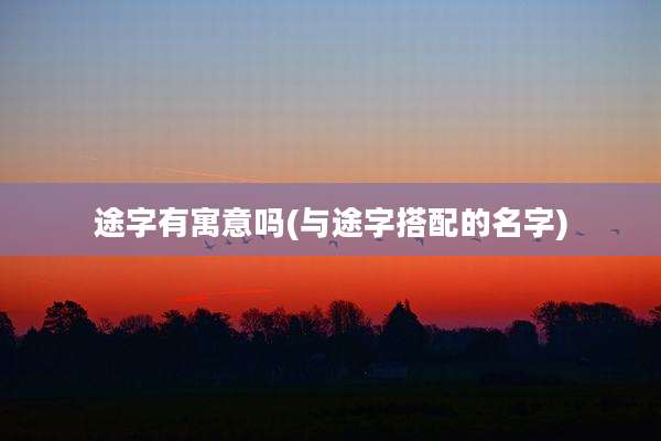 途字有寓意吗(与途字搭配的名字)
