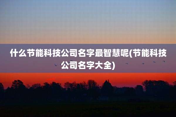什么节能科技公司名字最智慧呢(节能科技公司名字大全)