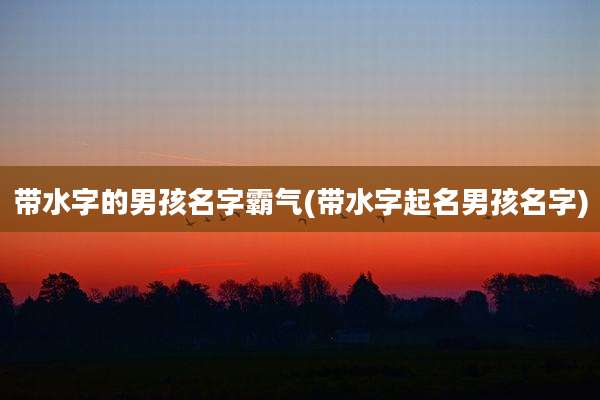 带水字的男孩名字霸气(带水字起名男孩名字)