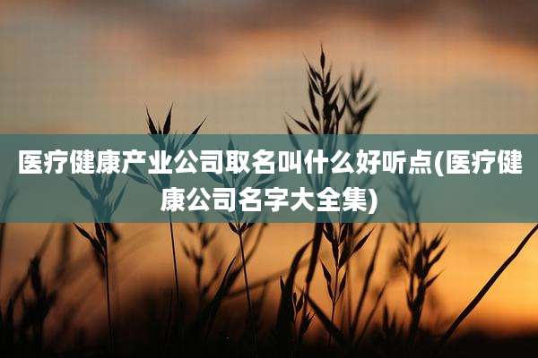 医疗健康产业公司取名叫什么好听点(医疗健康公司名字大全集)
