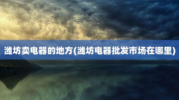 潍坊卖电器的地方(潍坊电器批发市场在哪里)