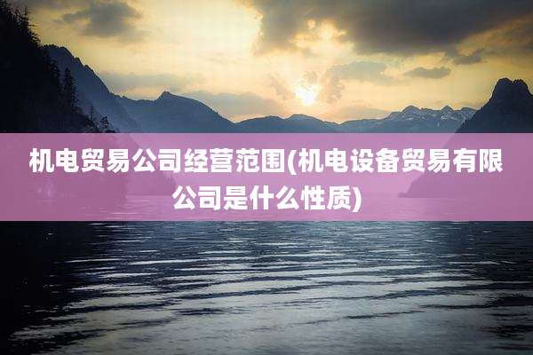 机电贸易公司经营范围(机电设备贸易有限公司是什么性质)