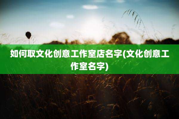 如何取文化创意工作室店名字(文化创意工作室名字)