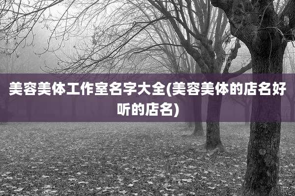 美容美体工作室名字大全(美容美体的店名好听的店名)