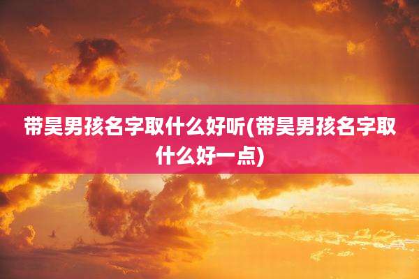 带昊男孩名字取什么好听(带昊男孩名字取什么好一点)