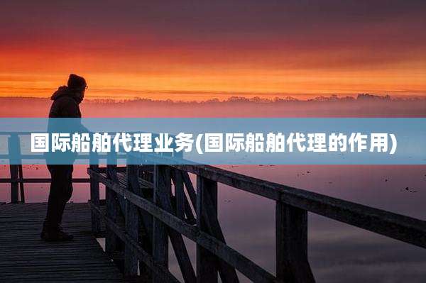国际船舶代理业务(国际船舶代理的作用)