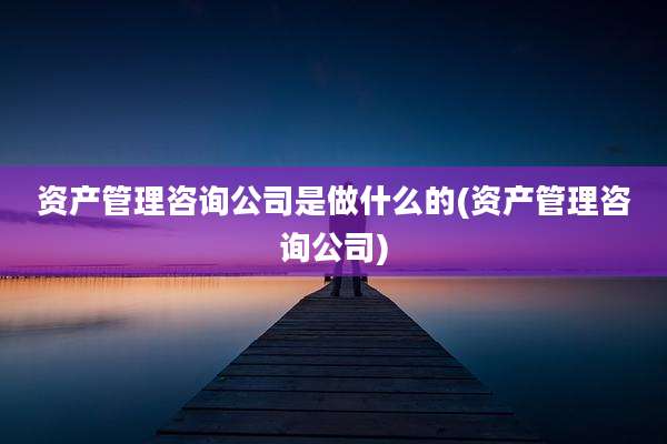 资产管理咨询公司是做什么的(资产管理咨询公司)