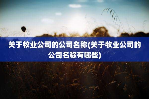 关于牧业公司的公司名称(关于牧业公司的公司名称有哪些)