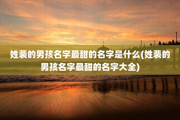 姓裴的男孩名字最甜的名字是什么(姓裴的男孩名字最甜的名字大全)