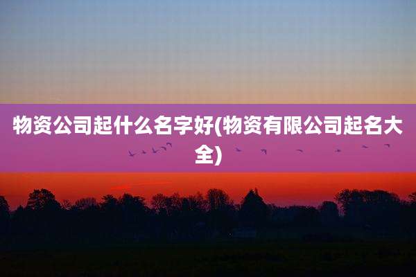 物资公司起什么名字好(物资有限公司起名大全)