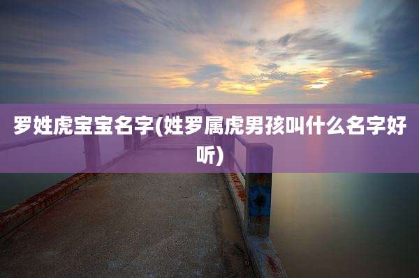 罗姓虎宝宝名字(姓罗属虎男孩叫什么名字好听)