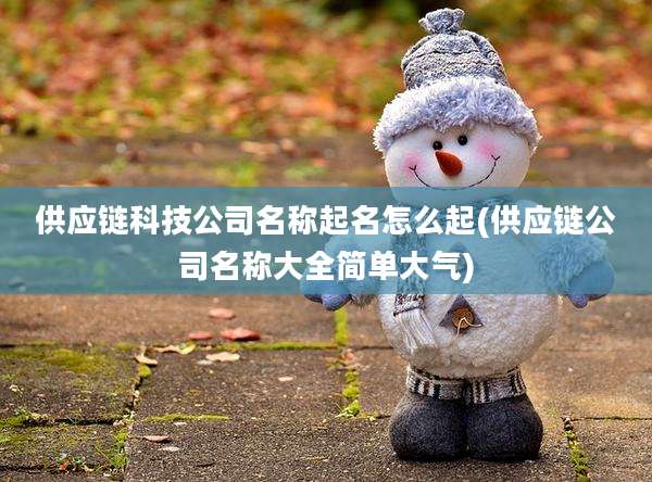 供应链科技公司名称起名怎么起(供应链公司名称大全简单大气)