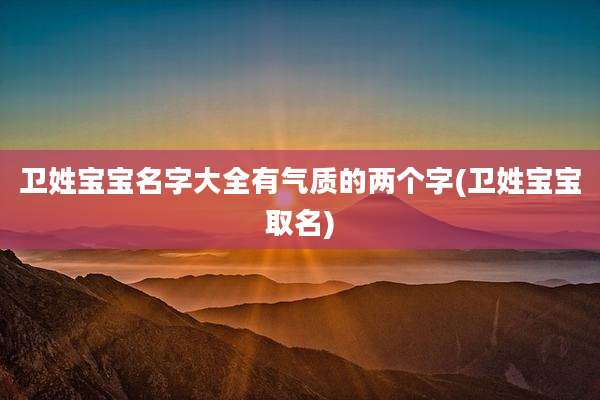卫姓宝宝名字大全有气质的两个字(卫姓宝宝取名)