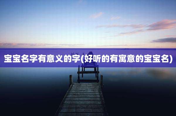 宝宝名字有意义的字(好听的有寓意的宝宝名)