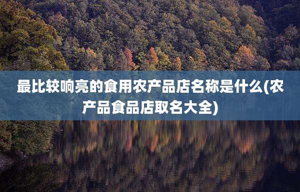 最比较响亮的食用农产品店名称是什么(农产品食品店取名大全)