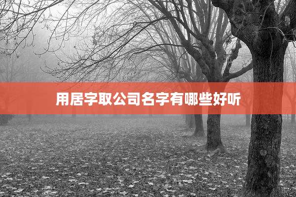 用居字取公司名字有哪些好听