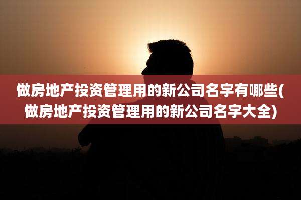 做房地产投资管理用的新公司名字有哪些(做房地产投资管理用的新公司名字大全)