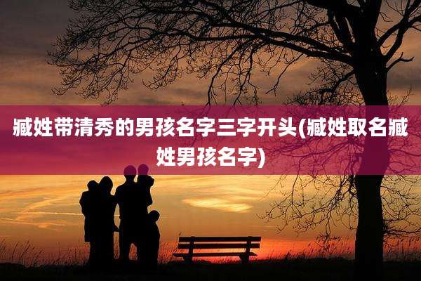 臧姓带清秀的男孩名字三字开头(臧姓取名臧姓男孩名字)