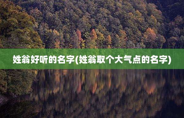 姓翁好听的名字(姓翁取个大气点的名字)