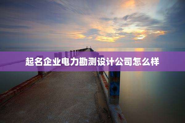 起名企业电力勘测设计公司怎么样