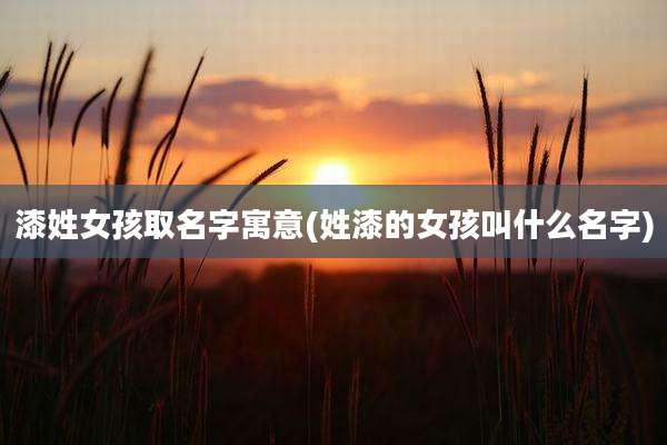 漆姓女孩取名字寓意(姓漆的女孩叫什么名字)