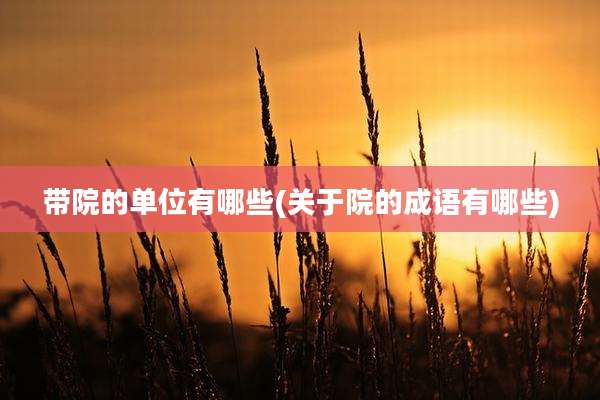 带院的单位有哪些(关于院的成语有哪些)