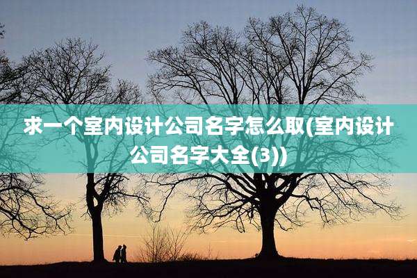求一个室内设计公司名字怎么取(室内设计公司名字大全(3))