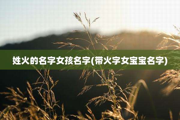姓火的名字女孩名字(带火字女宝宝名字)