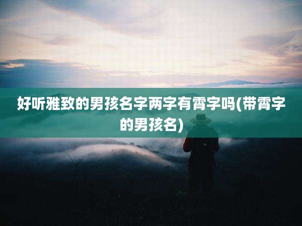 好听雅致的男孩名字两字有霄字吗(带霄字的男孩名)