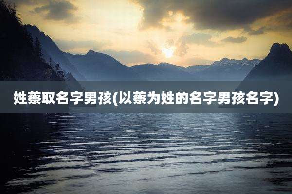 姓蔡取名字男孩(以蔡为姓的名字男孩名字)