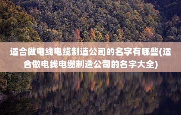 适合做电线电缆制造公司的名字有哪些(适合做电线电缆制造公司的名字大全)