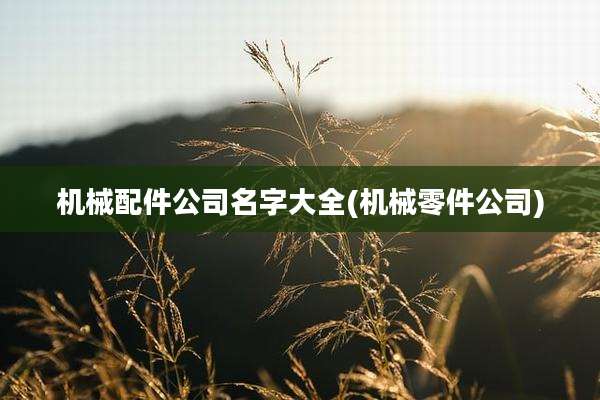 机械配件公司名字大全(机械零件公司)