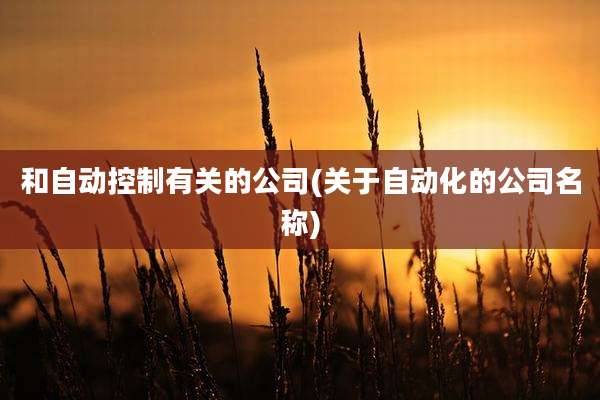 和自动控制有关的公司(关于自动化的公司名称)