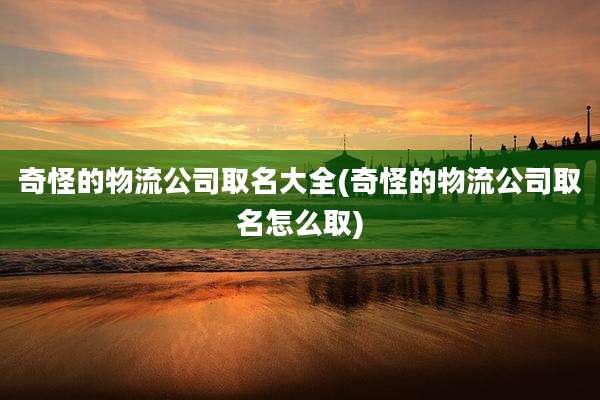 奇怪的物流公司取名大全(奇怪的物流公司取名怎么取)
