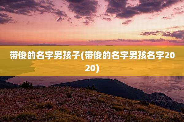带俊的名字男孩子(带俊的名字男孩名字2020)