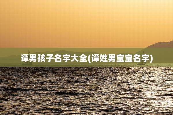 谭男孩子名字大全(谭姓男宝宝名字)