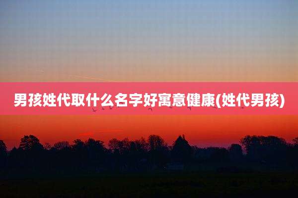 男孩姓代取什么名字好寓意健康(姓代男孩)