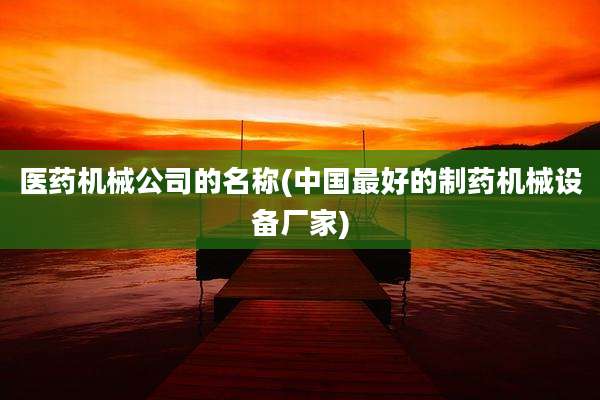 医药机械公司的名称(中国最好的制药机械设备厂家)