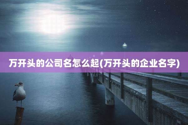 万开头的公司名怎么起(万开头的企业名字)