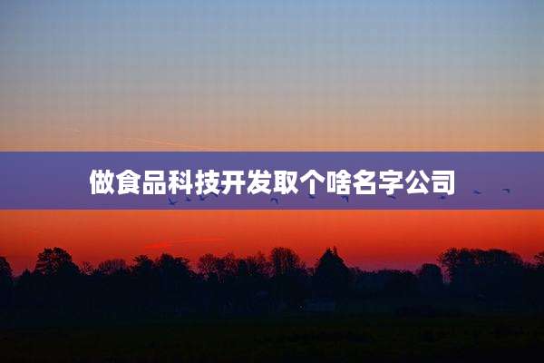 做食品科技开发取个啥名字公司