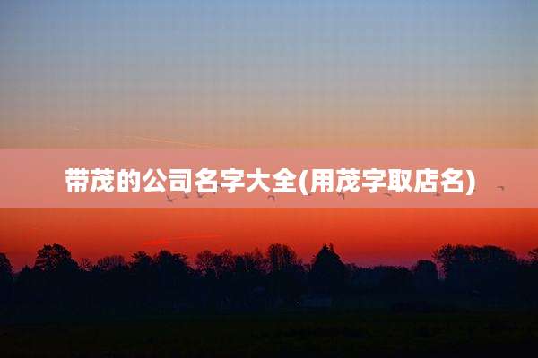 带茂的公司名字大全(用茂字取店名)