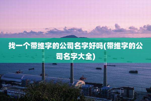 找一个带维字的公司名字好吗(带维字的公司名字大全)