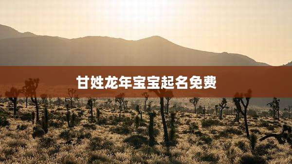 甘姓龙年宝宝起名免费