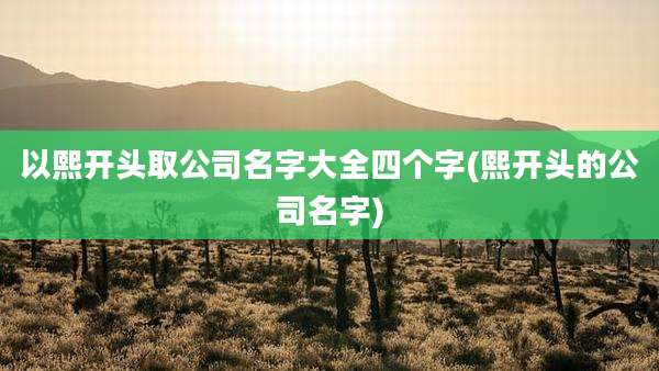 以熙开头取公司名字大全四个字(熙开头的公司名字)
