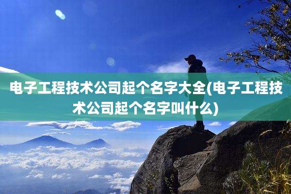 电子工程技术公司起个名字大全(电子工程技术公司起个名字叫什么)