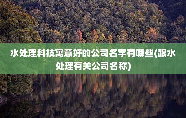 水处理科技寓意好的公司名字有哪些(跟水处理有关公司名称)