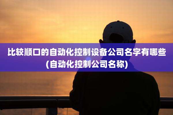 比较顺口的自动化控制设备公司名字有哪些(自动化控制公司名称)